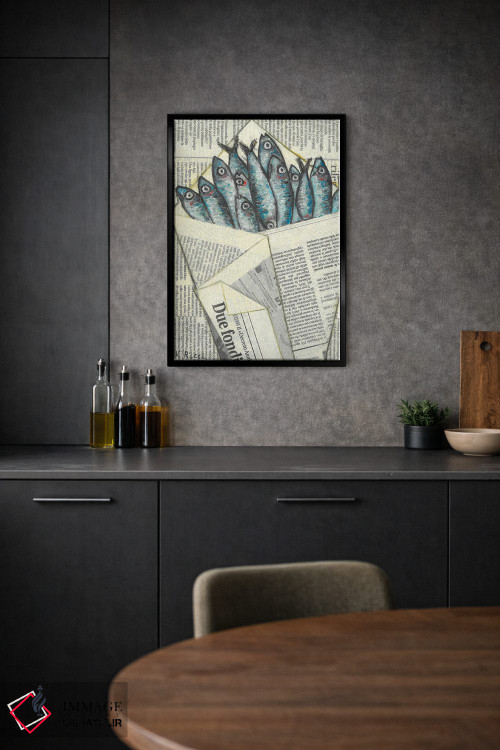تابلو دکوراتیو ماهی کولی پیچیده شده در کیسه روزنامه اثر کاتیا ریچی - D1B