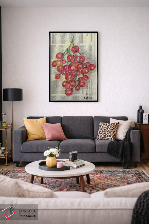 تابلو دکوراتیو انگور قرمز روی روزنامه اثر کاتیا ریچی - D5B