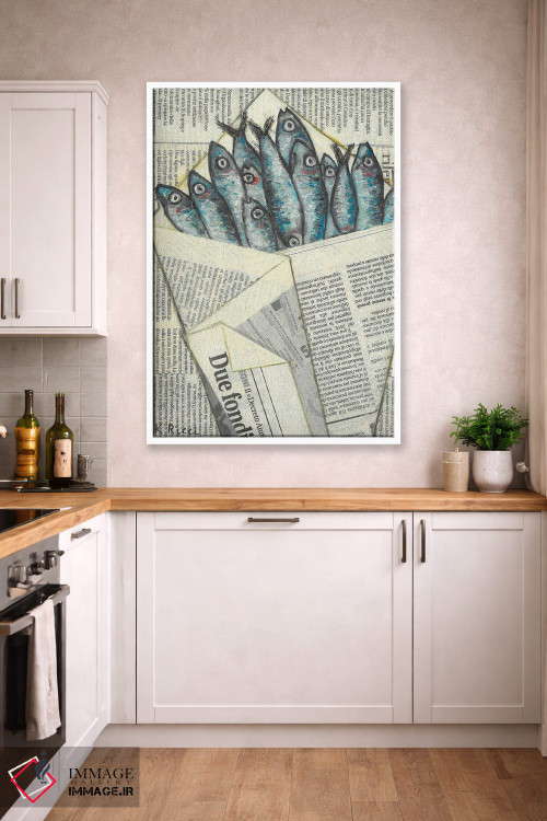 تابلو دکوراتیو ماهی کولی پیچیده شده در کیسه روزنامه اثر کاتیا ریچی - D3W