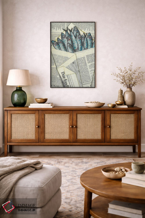 تابلو دکوراتیو ماهی کولی پیچیده شده در کیسه روزنامه اثر کاتیا ریچی - D4B