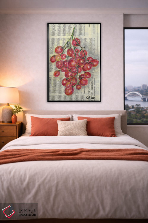 تابلو دکوراتیو انگور قرمز روی روزنامه اثر کاتیا ریچی - D6B