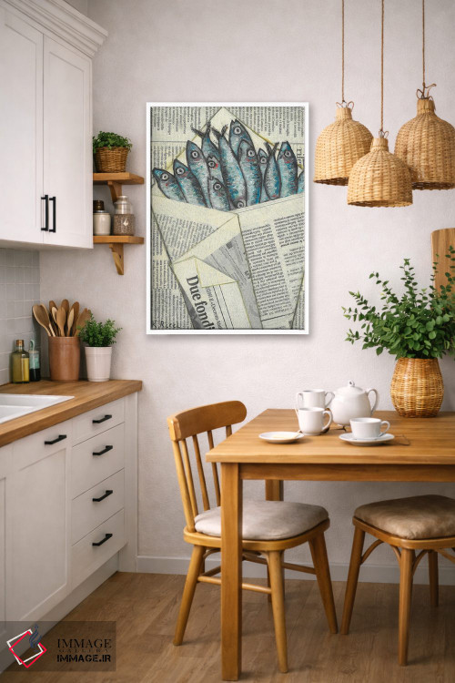 تابلو دکوراتیو ماهی کولی پیچیده شده در کیسه روزنامه اثر کاتیا ریچی - D6W