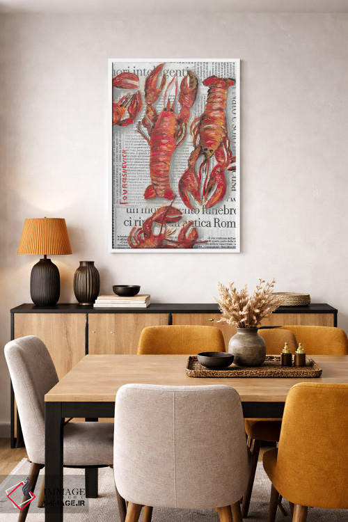 تابلو دکوراتیو خرچنگ دریایی روی روزنامه اثر کاتیا ریچی - D6W