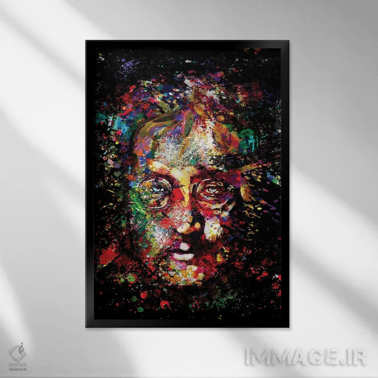 تابلو دکوراتیو جان لنون اثر راک کروماتیک - نمای قابدار مشکی