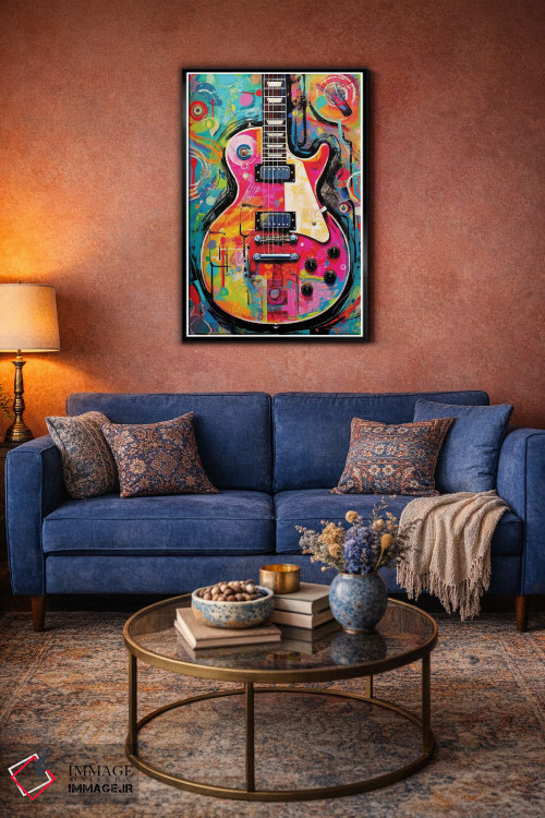 تابلو دکوراتیو گیتار لس پال گیبسون اثر راک کروماتیک - D5B