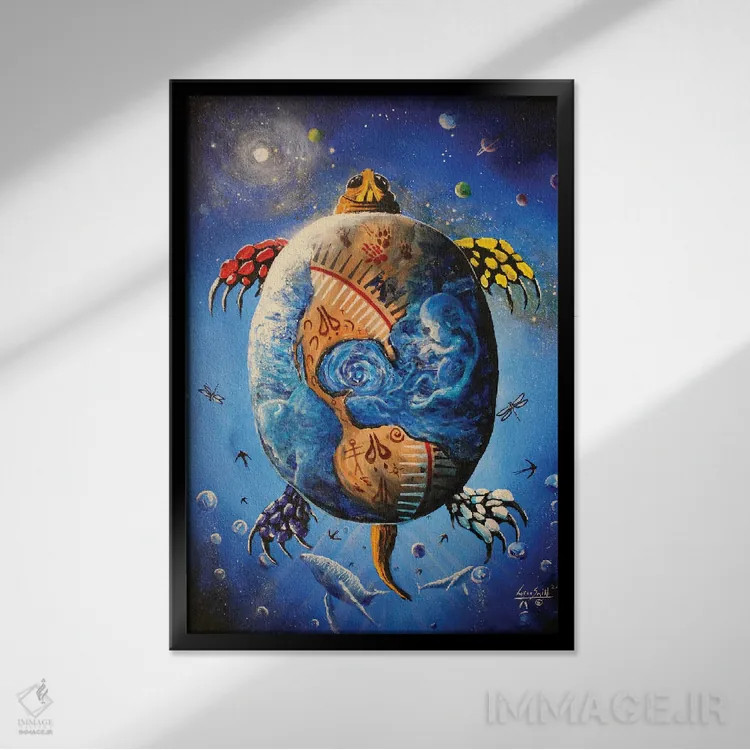 تابلو دکوراتیو رحم مادر اثر رد برد اسمیت آرت - نمای قابدار مشکی