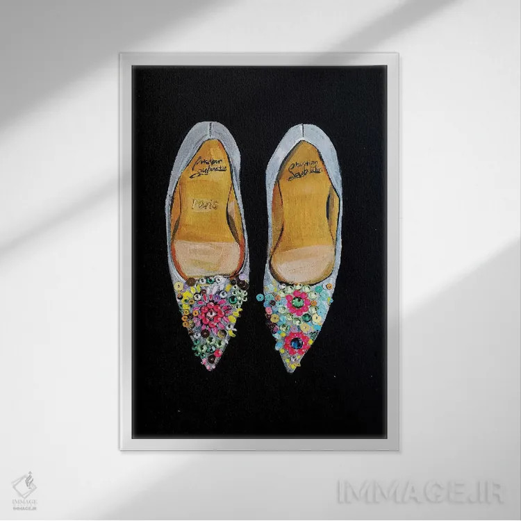 تابلو دکوراتیو کریستین لوبوتن جواهرنشان اثر رونگرونگ دوو - نمای قابدار سفید