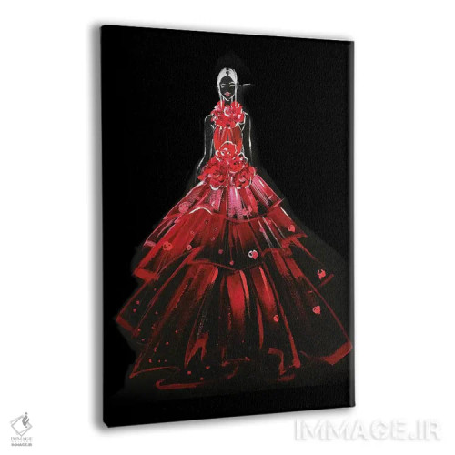 تابلو دکوراتیو پیراهن قرمز اثر رونگرونگ دوو - نمای پرسپکتیو محصول