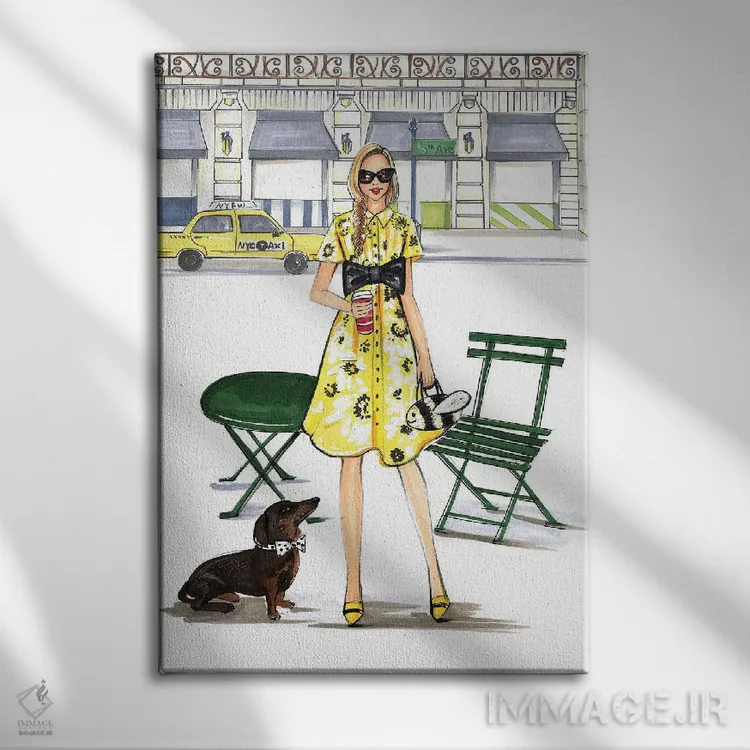 تابلو دکوراتیو روزی به سبک کیت اسپید اثر رونگرونگ دوو - نمای روبهرو روی دیوار