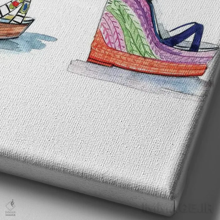 تابلو دکوراتیو مجموعه کفش های سوفیا وبستر اثر رونگرونگ دوو - نمای نزدیک بافت بوم