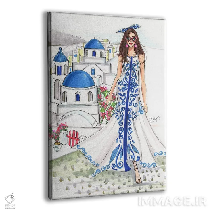 تابلو دکوراتیو سفر به سانتورینی اثر رونگرونگ دوو - نمای پرسپکتیو محصول