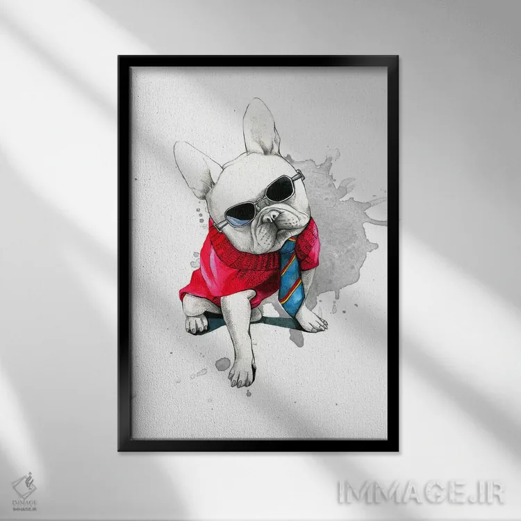 تابلو دکوراتیو بولداگ اثر رونگرونگ دوو - نمای قابدار مشکی