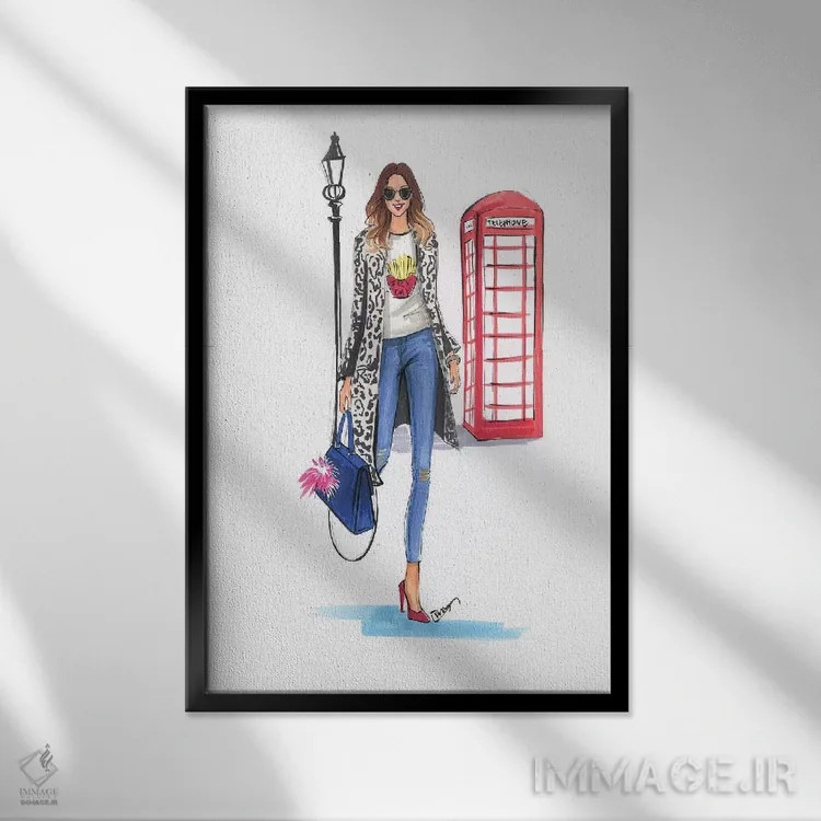 تابلو دکوراتیو استایل لندنی اثر رونگرونگ دوو - نمای قابدار مشکی