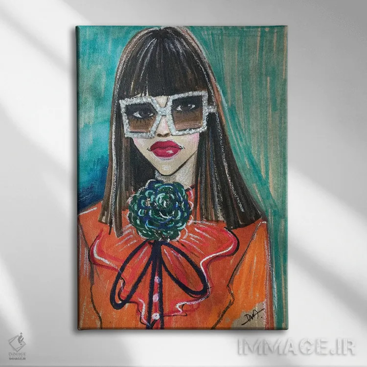 تابلو دکوراتیو پرتره گوچی اثر رونگرونگ دوو - نمای روبهرو روی دیوار