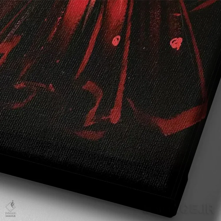 تابلو دکوراتیو پیراهن قرمز اثر رونگرونگ دوو - نمای نزدیک بافت بوم