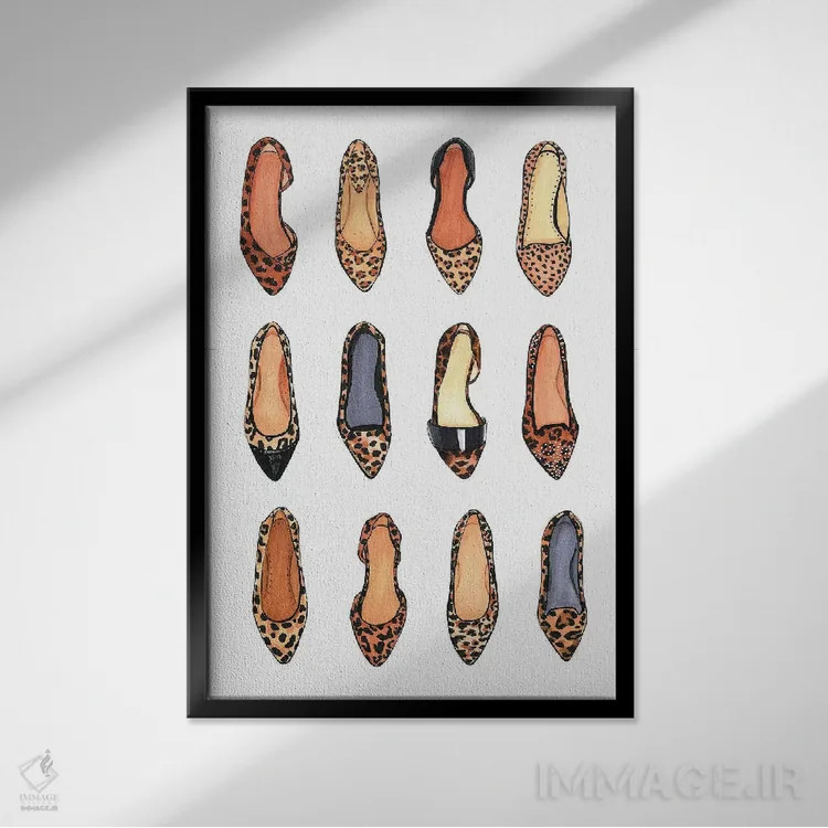 تابلو دکوراتیو پلنگی یک رنگ خنثی است اثر رونگرونگ دوو - نمای قابدار مشکی