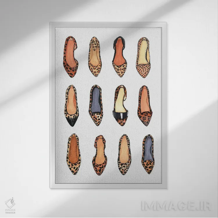 تابلو دکوراتیو پلنگی یک رنگ خنثی است اثر رونگرونگ دوو - نمای قابدار سفید