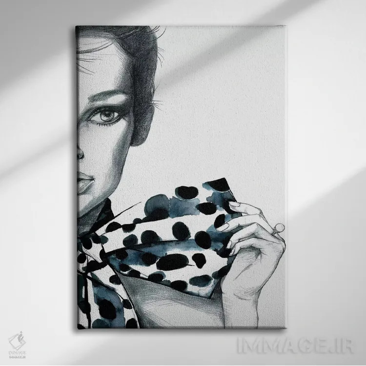 تابلو دکوراتیو دختر خال خالی اثر رونگرونگ دوو - نمای روبهرو روی دیوار