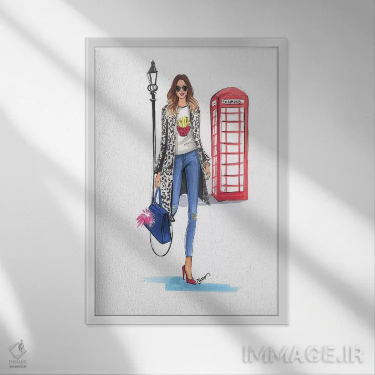 تابلو دکوراتیو استایل لندنی اثر رونگرونگ دوو - نمای قابدار سفید