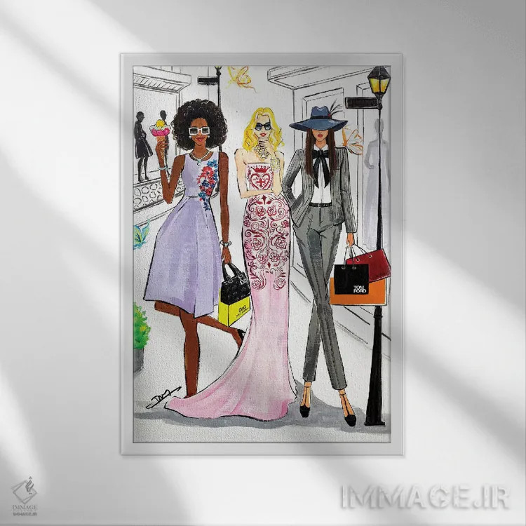 تابلو دکوراتیو روز خرید اثر رونگرونگ دوو - نمای قابدار سفید