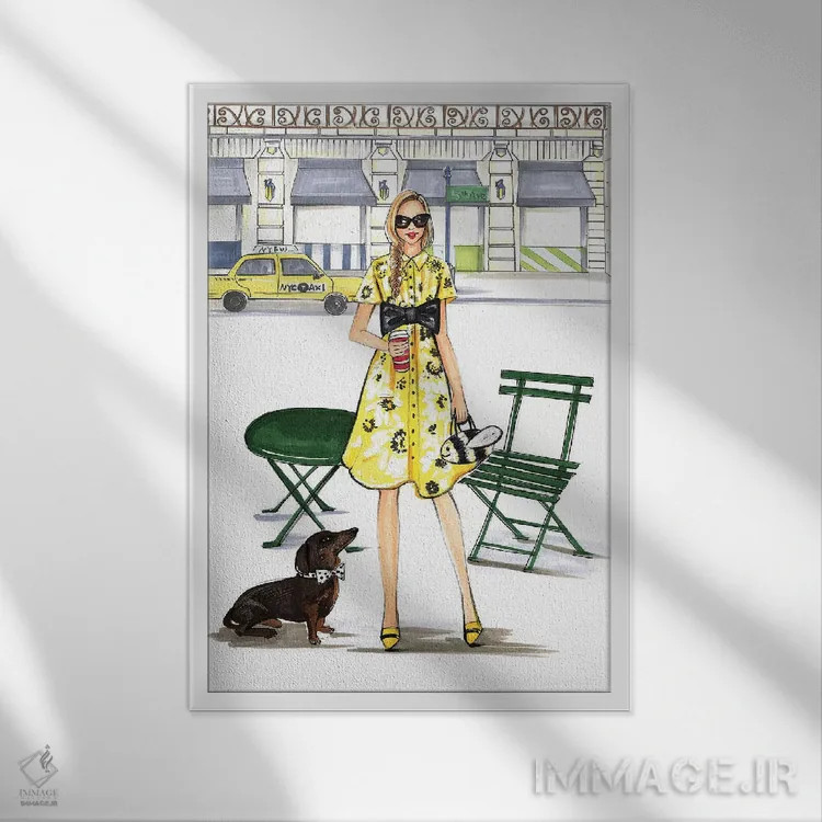 تابلو دکوراتیو روزی به سبک کیت اسپید اثر رونگرونگ دوو - نمای قابدار سفید