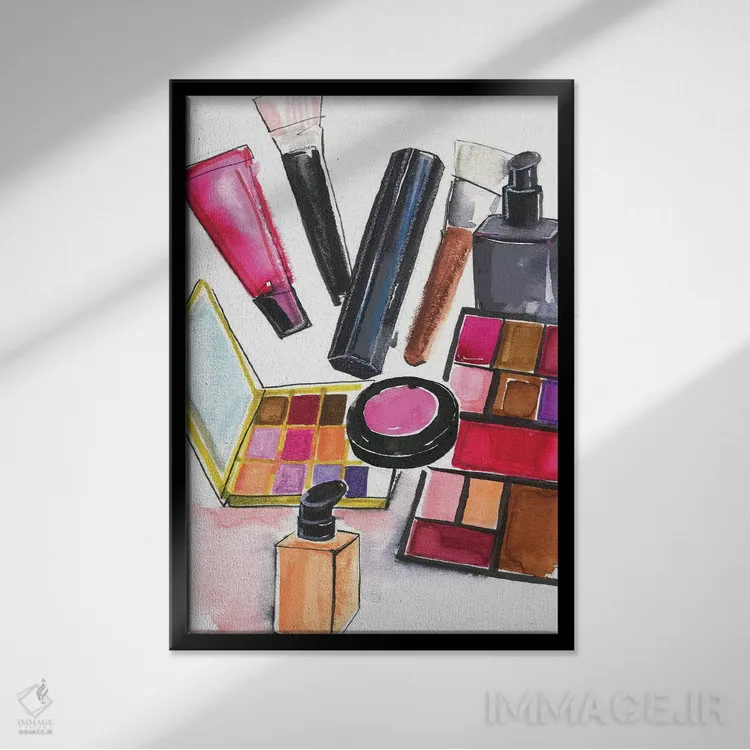 تابلو دکوراتیو لوازم آرایش نارس و مک اثر رونگرونگ دوو - نمای قابدار مشکی