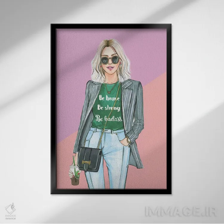 تابلو دکوراتیو وقتی لباسم را دوست دارم مهربان ترم اثر رونگرونگ دوو - نمای قابدار مشکی