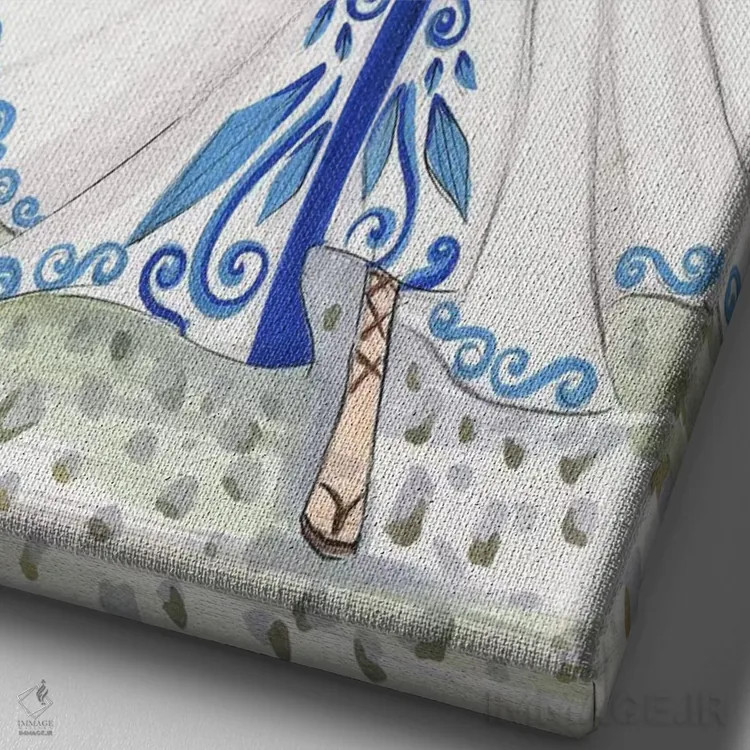 تابلو دکوراتیو سفر به سانتورینی اثر رونگرونگ دوو - نمای نزدیک بافت بوم