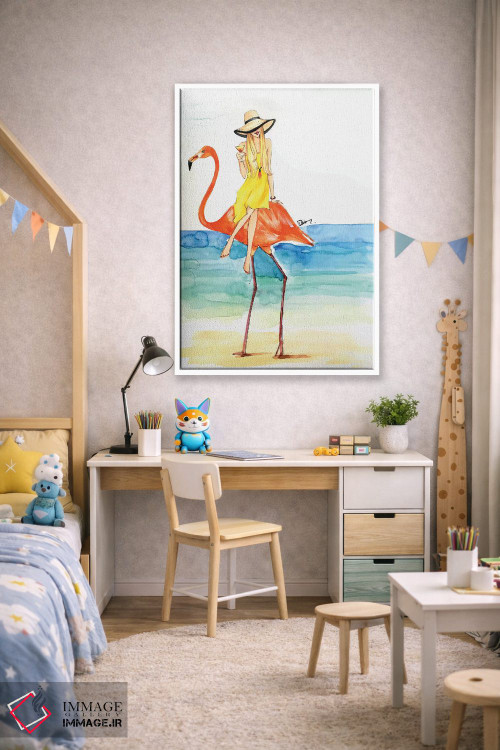 تابلو دکوراتیو سواری فلامینگو اثر رونگرونگ دوو - D1W