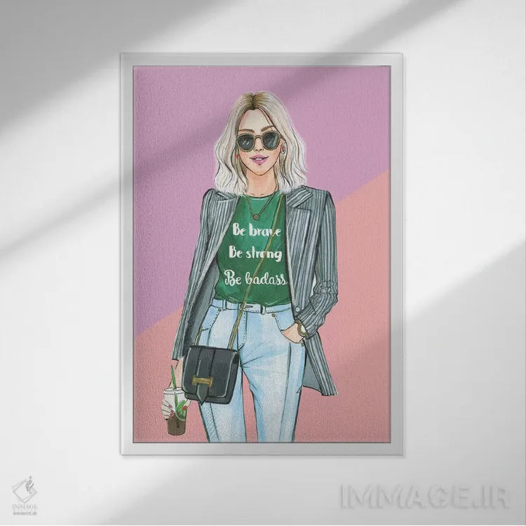 تابلو دکوراتیو وقتی لباسم را دوست دارم مهربان ترم اثر رونگرونگ دوو - نمای قابدار سفید