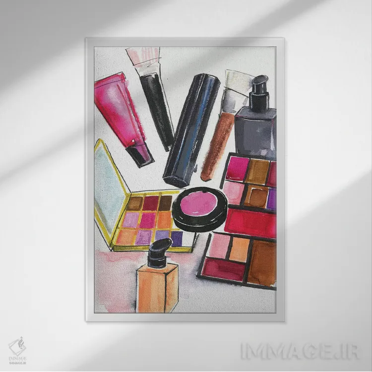 تابلو دکوراتیو لوازم آرایش نارس و مک اثر رونگرونگ دوو - نمای قابدار سفید