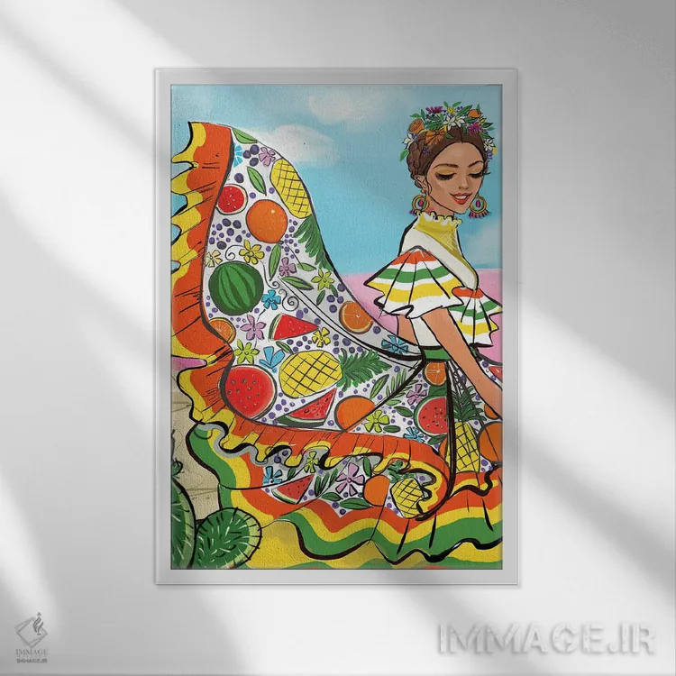 تابلو دکوراتیو مکزیک اثر رونگرونگ دوو - نمای قابدار سفید