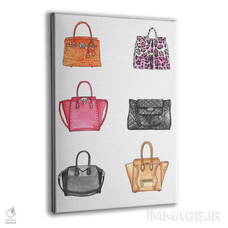 تابلو دکوراتیو مجموعه کیف دستی اثر رونگرونگ دوو - نمای پرسپکتیو محصول