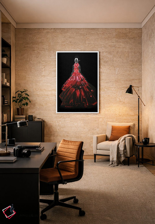 تابلو دکوراتیو پیراهن قرمز اثر رونگرونگ دوو - D4W