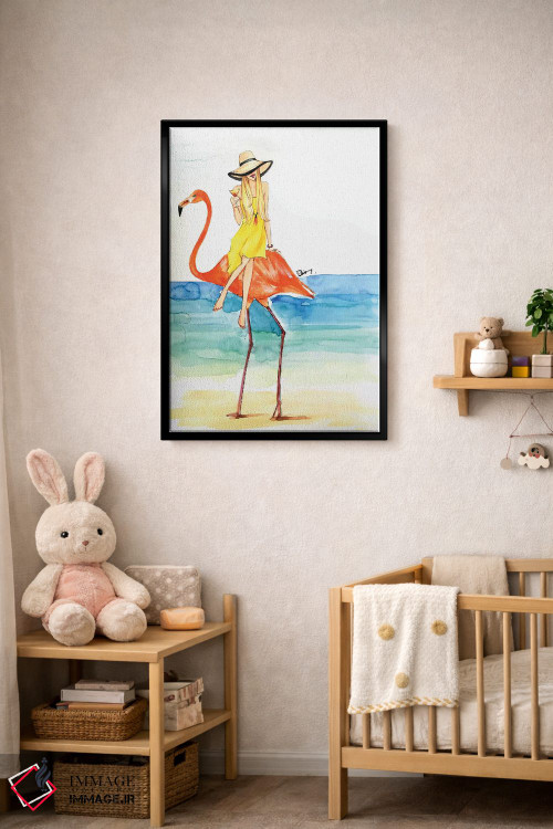 تابلو دکوراتیو سواری فلامینگو اثر رونگرونگ دوو - D4B