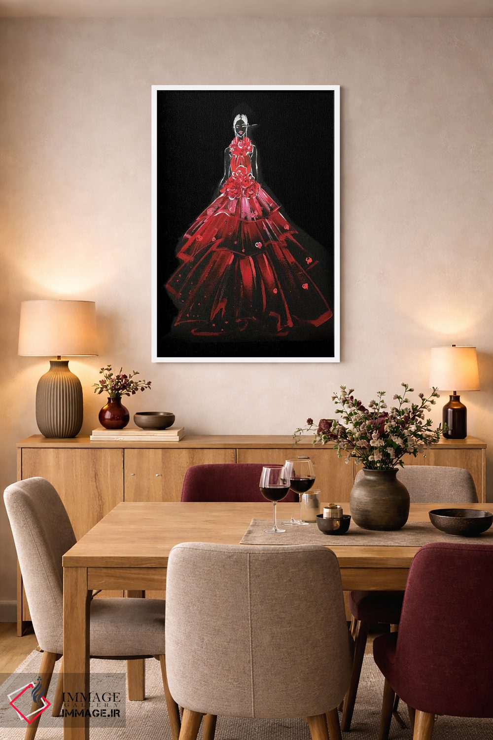 تابلو دکوراتیو پیراهن قرمز اثر رونگرونگ دوو - D5W