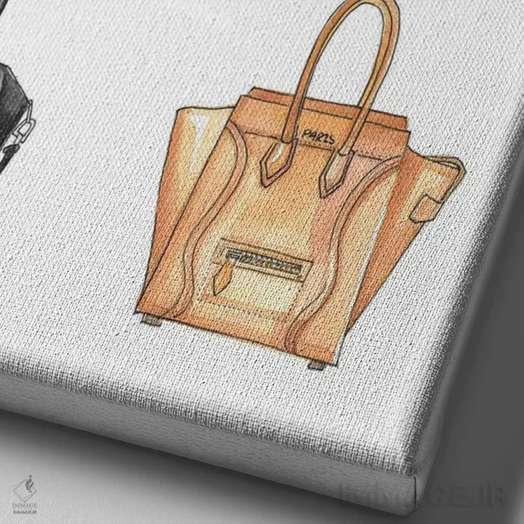 تابلو دکوراتیو مجموعه کیف دستی اثر رونگرونگ دوو - نمای نزدیک بافت بوم