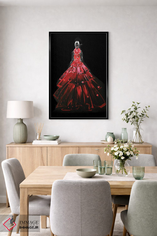 تابلو دکوراتیو پیراهن قرمز اثر رونگرونگ دوو - D6B