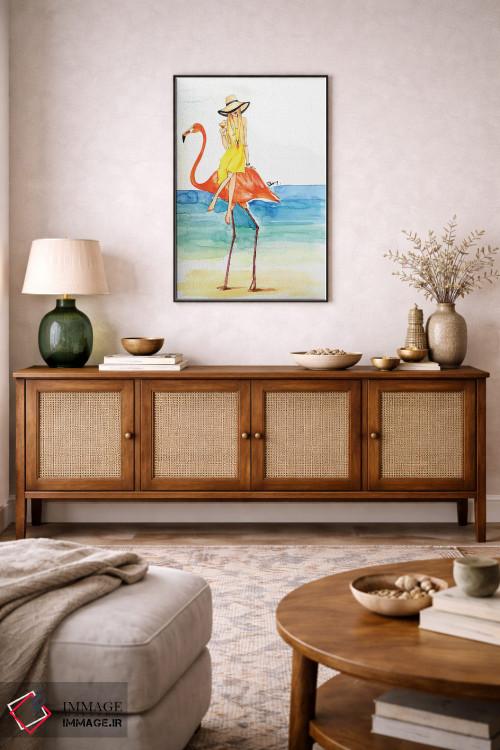 تابلو دکوراتیو سواری فلامینگو اثر رونگرونگ دوو - D5B