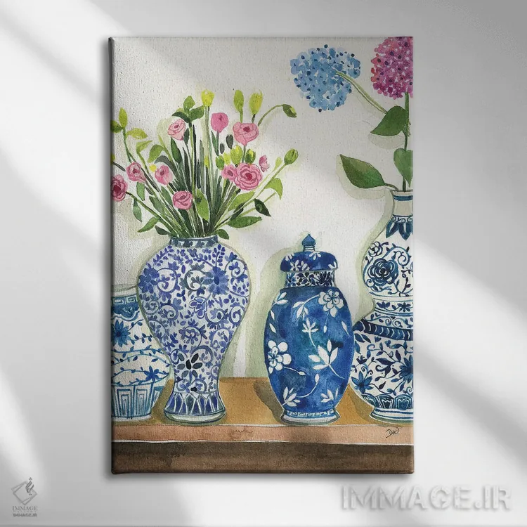 تابلو دکوراتیو مجموعه ظروف زنجبیلی اثر رونگرونگ دوو - نمای روبهرو روی دیوار