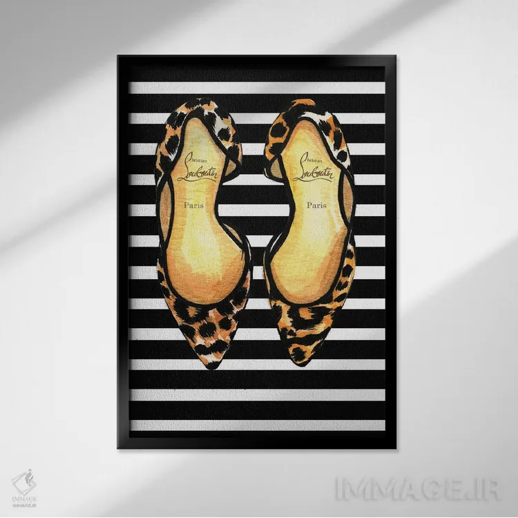 تابلو دکوراتیو کریستین لوبوتن و راه راه اثر رونگرونگ دوو - نمای قابدار مشکی