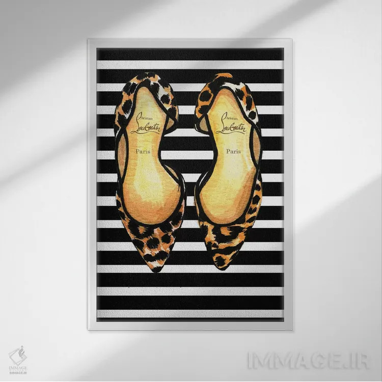 تابلو دکوراتیو کریستین لوبوتن و راه راه اثر رونگرونگ دوو - نمای قابدار سفید