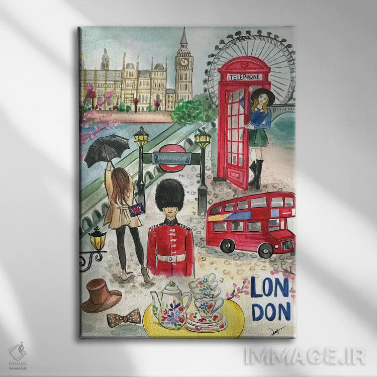 تابلو دکوراتیو لندن در بهار اثر رونگرونگ دوو - نمای روبهرو روی دیوار