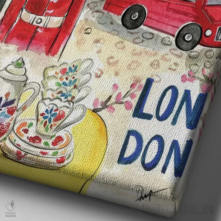 تابلو دکوراتیو لندن در بهار اثر رونگرونگ دوو - نمای نزدیک بافت بوم