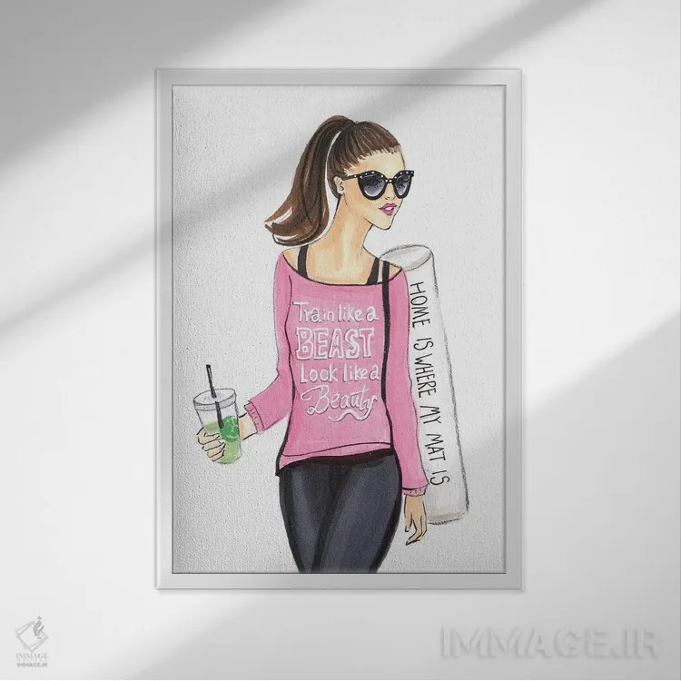 تابلو دکوراتیو یوگی اثر رونگرونگ دوو - نمای قابدار سفید