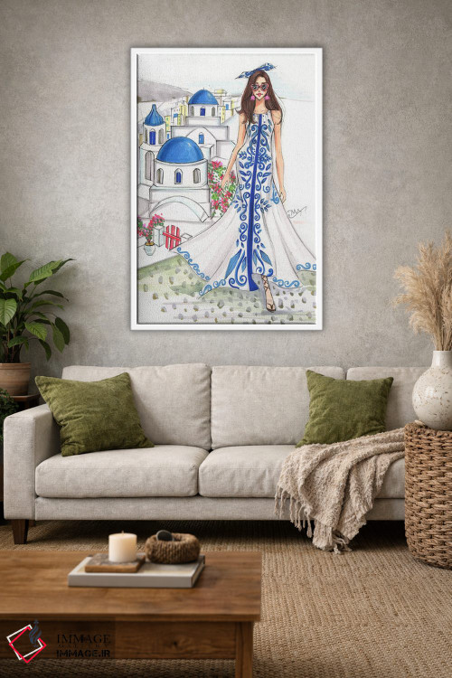 تابلو دکوراتیو سفر به سانتورینی اثر رونگرونگ دوو - D1W