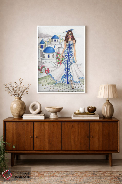 تابلو دکوراتیو سفر به سانتورینی اثر رونگرونگ دوو - D2W