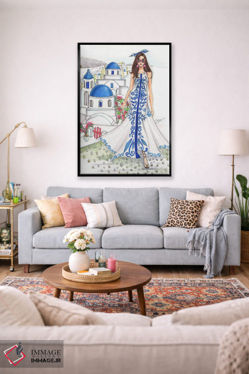 تابلو دکوراتیو سفر به سانتورینی اثر رونگرونگ دوو - D3B