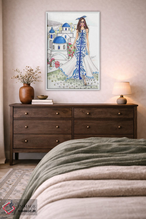 تابلو دکوراتیو سفر به سانتورینی اثر رونگرونگ دوو - D4W