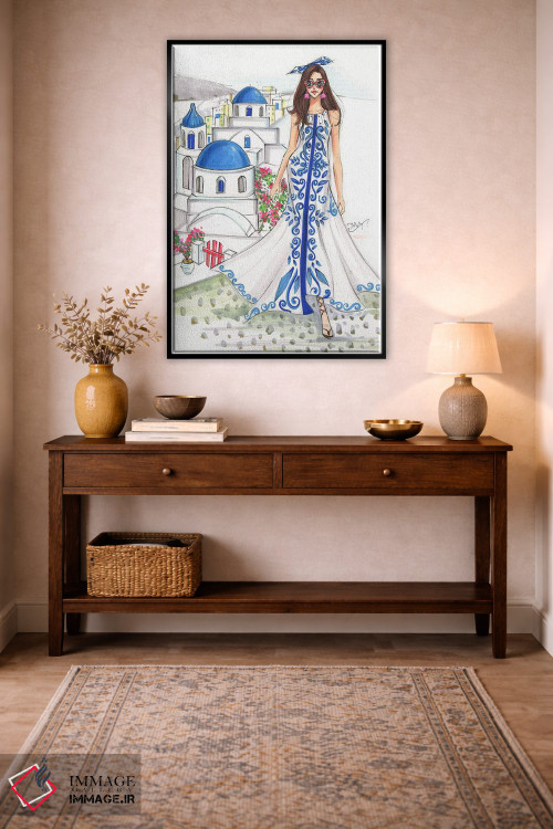 تابلو دکوراتیو سفر به سانتورینی اثر رونگرونگ دوو - D5B
